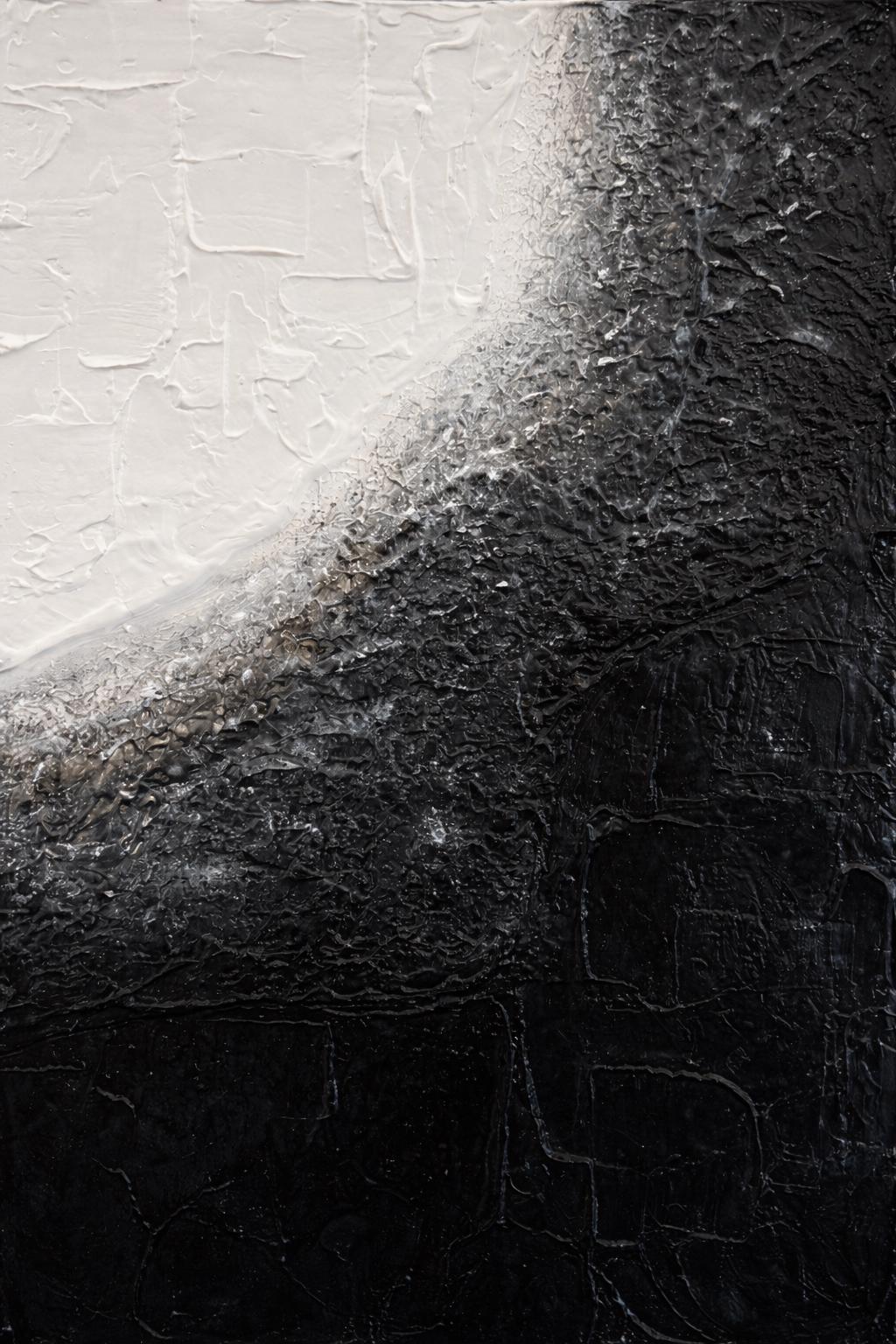 Textured Abstract Black and White Wall Art, Minimalist Modern Painting ...