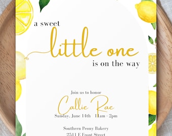 Printable Sweet little Lemon is on the way Baby Shower Invitation - Digital Template