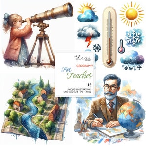 Per insegnanti - Geografia - illustrazioni digitali, clipart, illustrazioni per scrapbooking, scuola, mappe