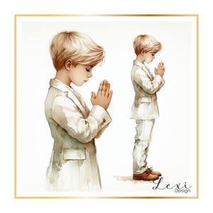 Illustration eines Kommunionjungen - Meadow Whisper Communion, Clipart, Aquarell, Kommunion