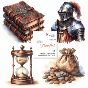 Für Lehrer - Geschichte - digitale Illustrationen, Clipart, Scrapbooking-Illustrationen, Schule, Burg, Ritter