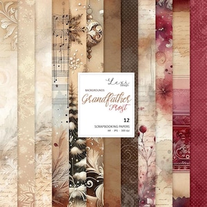 Großvater Frost Hintergründe - digitale Scrapbooking-Papiere, digitales Papier, Winter, Weihnachtsmann, Weihnachtsbaum, Weihnachten, Vintage