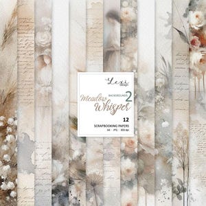 Meadow Whisper Background 2 - carte per scrapbooking, carta digitale, acquerelli, fiori, rose