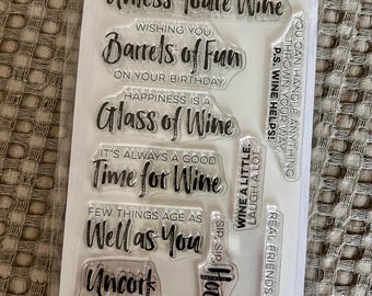 DESTASH - My Favorite Things Stamp Set - Wine Sentiments - 2 Sets & Dies
