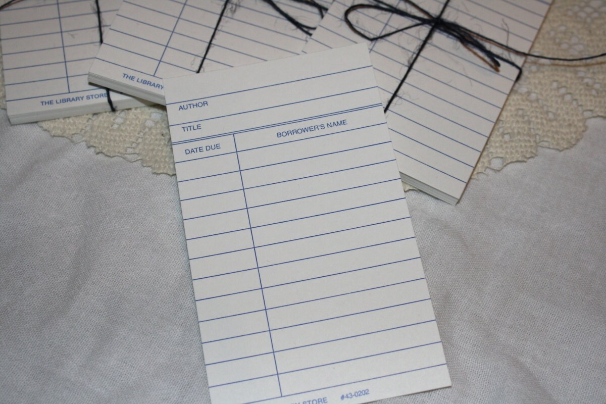 Blank WHITE Library Cards Etsy