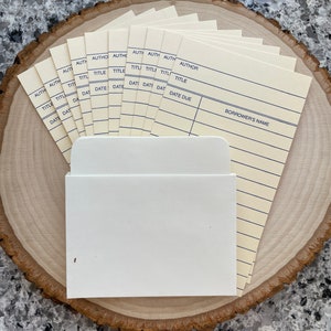 Blank Cream Library Cards and Card Pockets image 1