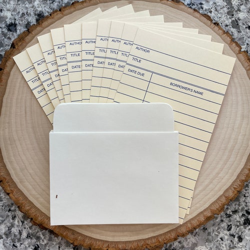 Blank Cream Library Cards and Card Pockets - Etsy