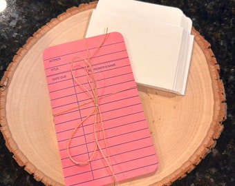 Blank Pink Library Cards (ROUNDED CORNERS) and Card Pockets