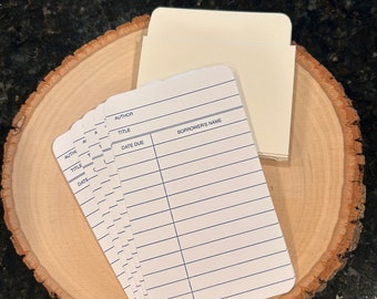 Blank White Library Cards (With Rounded Corners) and Card Pockets