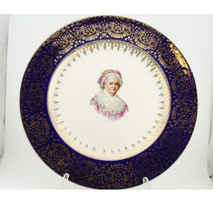Homer Laughlin Martha Washington Sammelteller aus Kobaltblau und 22 Karat Gold 28 cm