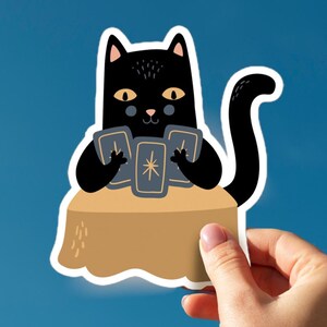 Funny Tarot Cat Sticker Cute Feline Lover Decal Tarot Card Gift Kitty Stickers Witchy Sticker for Scrapbook Laptop Decal Gift For Her