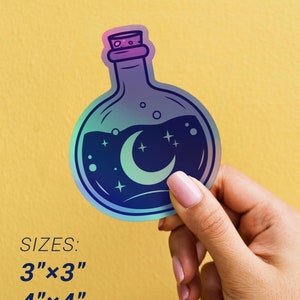 Witchy Sticker, Potion Bottle Holographic Stickers, Magical Witch Moon Label, Witchcraft Journa Scrapbooking Water bottle Laptop Phone Decal