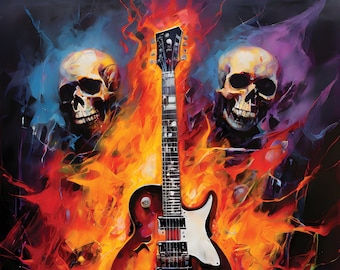 Rock Guitar Poster: Punk Heavy Metal Wall Art (Digital Download)