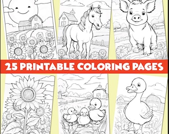 Farm Life Coloring Book: 25 Farm Animal Activity Pages (PDF Download)