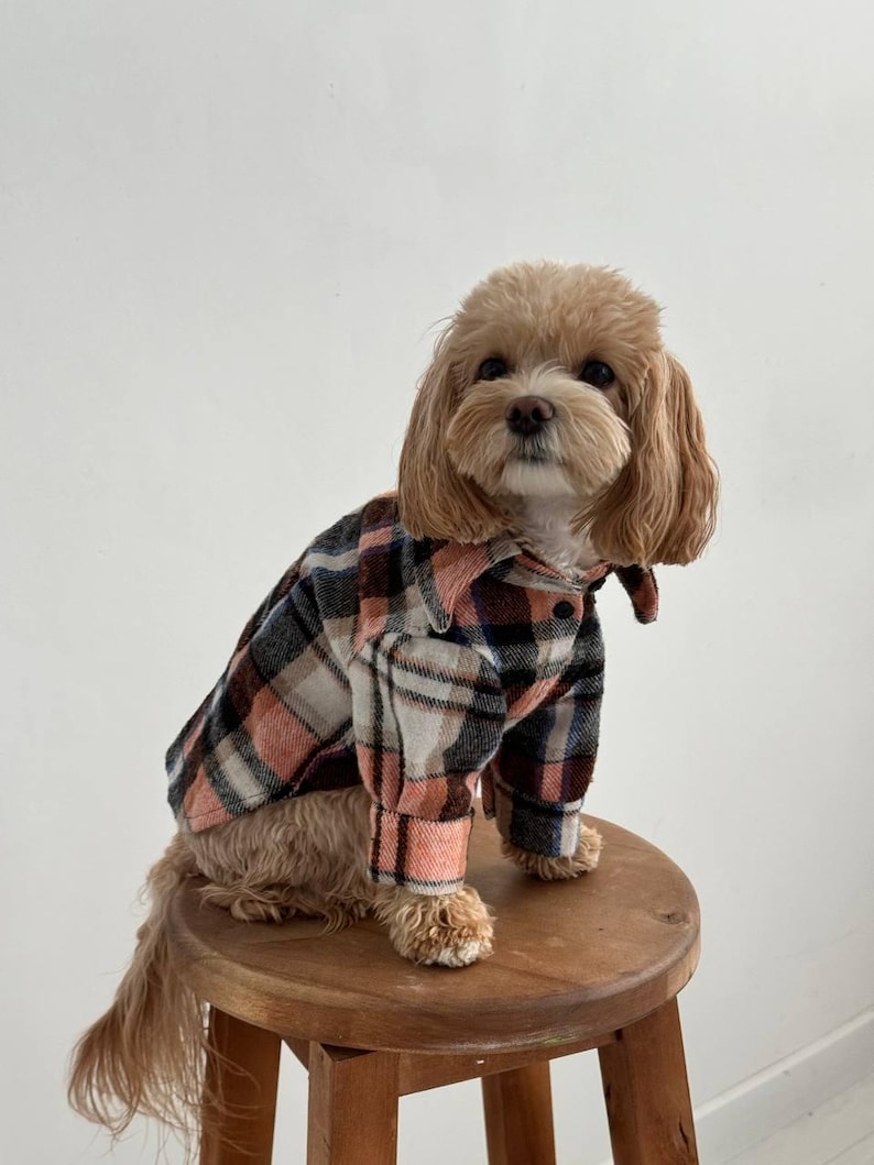 Custom Dog Flannel Shirt, Cotton Plaid Dog Clothes for Dog Moms, Made ...