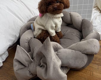 Cozy Pet Cave Bed for Cats & Small Dogs, Anti Anxiety Dog Bed, Washable Plush Cat Bed