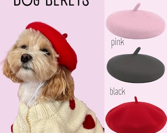 Juego de 3 boinas para perros - 3 colores - Talla única - Accesorios para perros - Sombreros para perros - Chihuahua, Dachshund, Maltipoo, Caniche