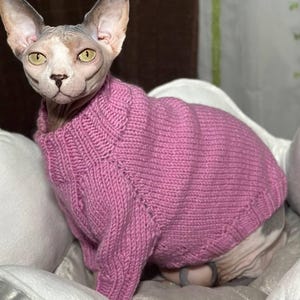 Sphinx cat Hand knit custom cat sweater handmade pet clothing cat sweatshirt gifts for pets custom pet sweatshirt