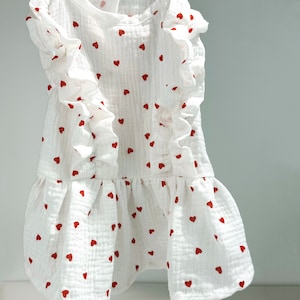 Chien blanc robe coton coeur mariage petit chien vêtements robe d&#39;été tenue pour animal de compagnie cadeau petit chien mode chihuahua vêtements caniche toy yorkie impression
