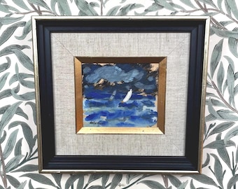 Abstract Sailing Scene C1970 Signed Original Oil Painting by Kulo