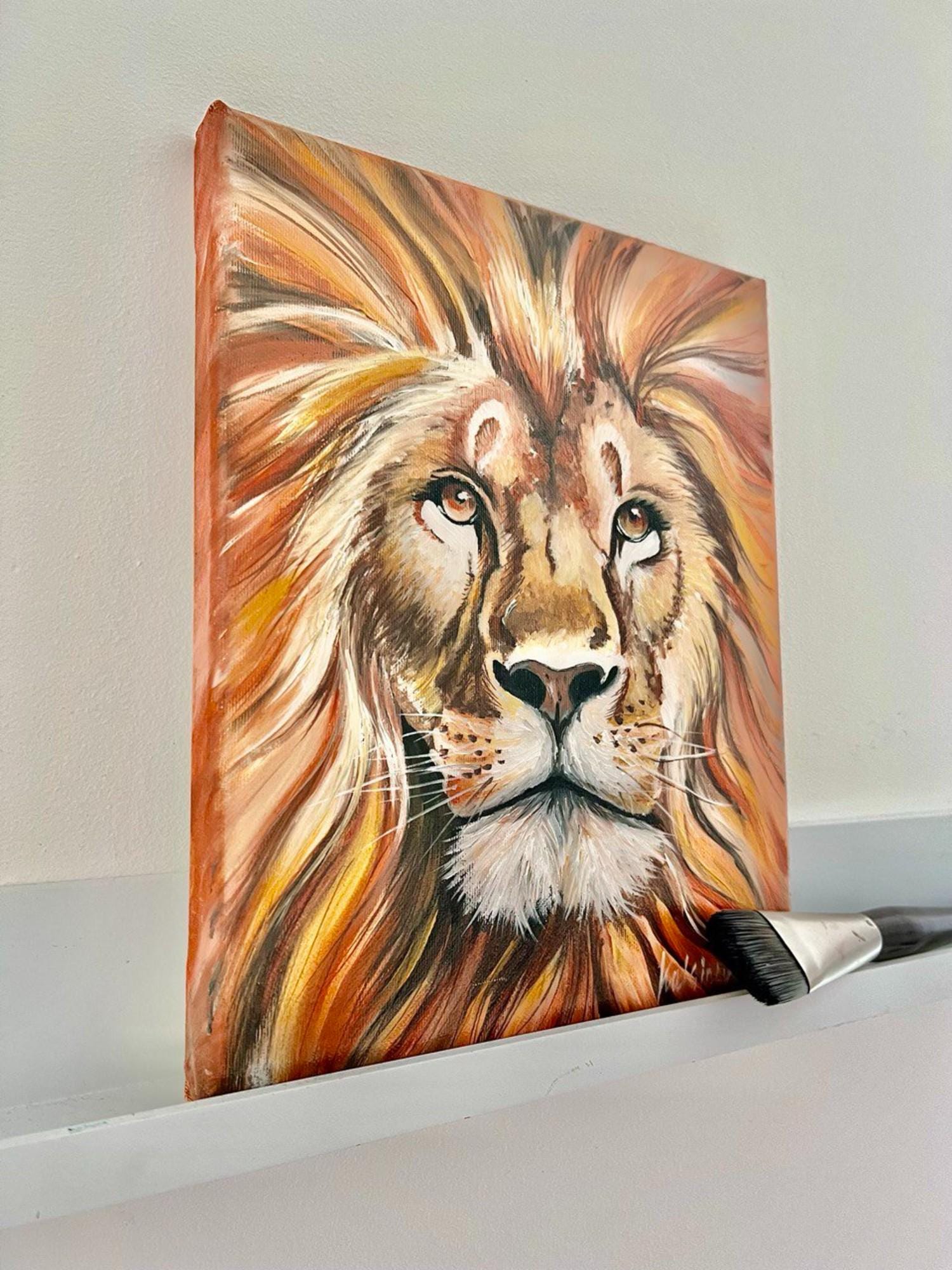 Etsy 油絵 ライオン Amazon 数字による油絵動物ライオンファミリーを