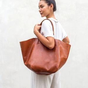 Bolso de mano extragrande con bolsillo con cremallera, bolso de mano holgado extragrande, bolso de compras grande, bolso de hombro para mujer, bolso de mano de cuero, regalo de Pascua