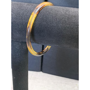 Vintage Tortoise Shell Resin Bangle Bracelet Amber Brown Slim Stackable 6 Inch