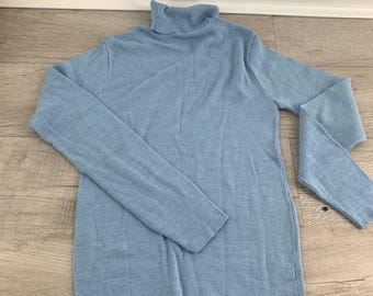 Vintage Wintuk Orlon Acrylic Ribbed Turtleneck Sweater Light Blue WPL 11935