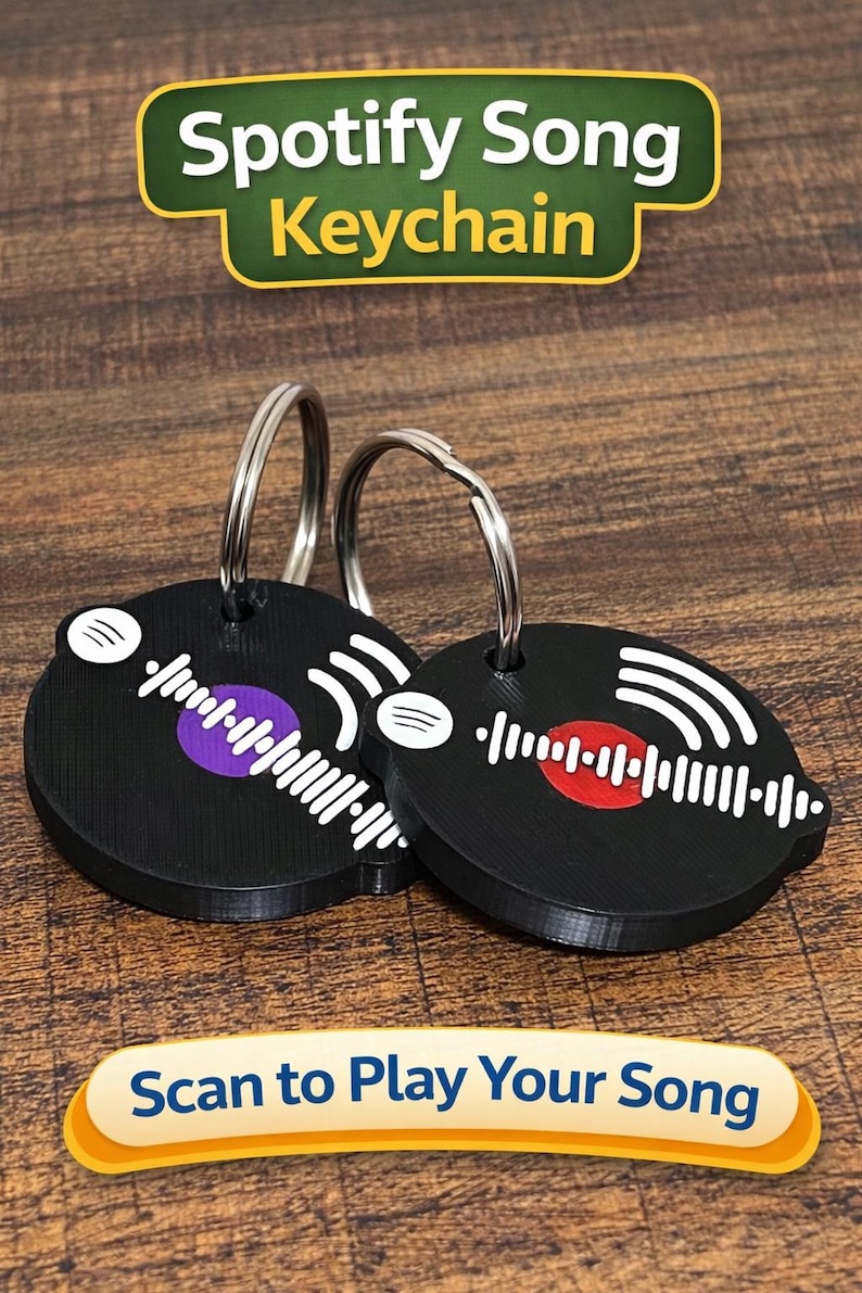 Custom Spotify Code Keychain: Personalized Vinyl Record Music Gift afbeelding 1