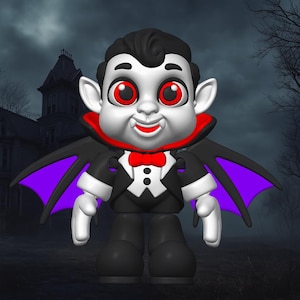 Fledermaus Figur | 3D-gedruckter „Little Vlad“ – niedliche Gothic-Halloween-Deko für den Schreibtisch