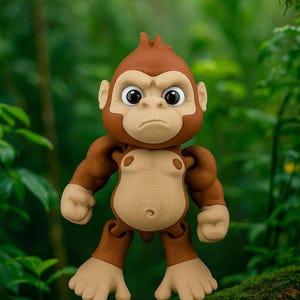 Grumpy Gary the Articulated Gorilla – 3D-Printed Poseable Desk Toy, Funky Jungle Fidget Figurine