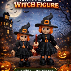 3D Printed Witch Figurine: Halloween Desk Decor, Spooky Gift