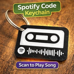 Spotify Code Cassette Keychain • Personalized Music Gift • Scan to Play • 3D Printed Retro Mixtape