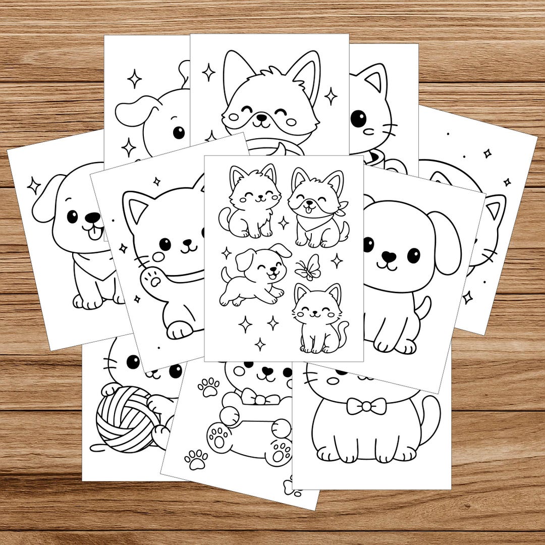 11-page Cats and Dogs Coloring Book – Instant Download PDF - Etsy