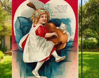Vintage postcard Valentine Flags