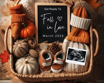 Anuncio digital de embarazo, anuncio de bebé de género neutro, plantilla descargable y editable