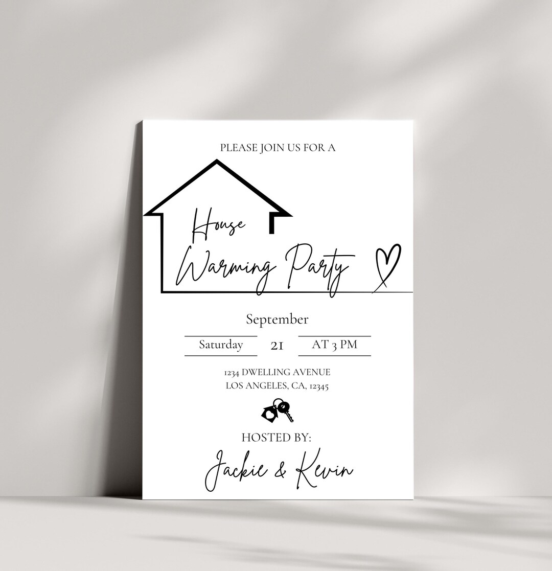 Housewarming Party Invitation Template: Modern Minimalist Design ...
