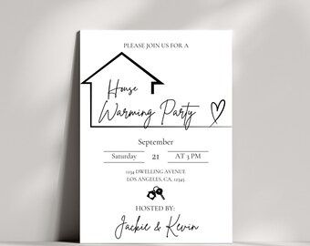 Plantilla de invitación para fiesta de inauguración: Diseño minimalista moderno (descarga digital)