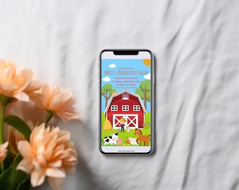 Tarjeta digital de feliz cumpleaños con temática de granja / Tarjeta electrónica animada