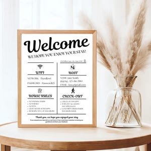 Letrero de bienvenida para Airbnb / Plantilla editable para Airbnb / Imprimible para alquileres vacacionales / Descarga digital / Cosas que debes saber