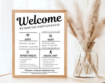 Plantilla de cartel de bienvenida de Airbnb: alquiler vacacional imprimible (descarga digital)