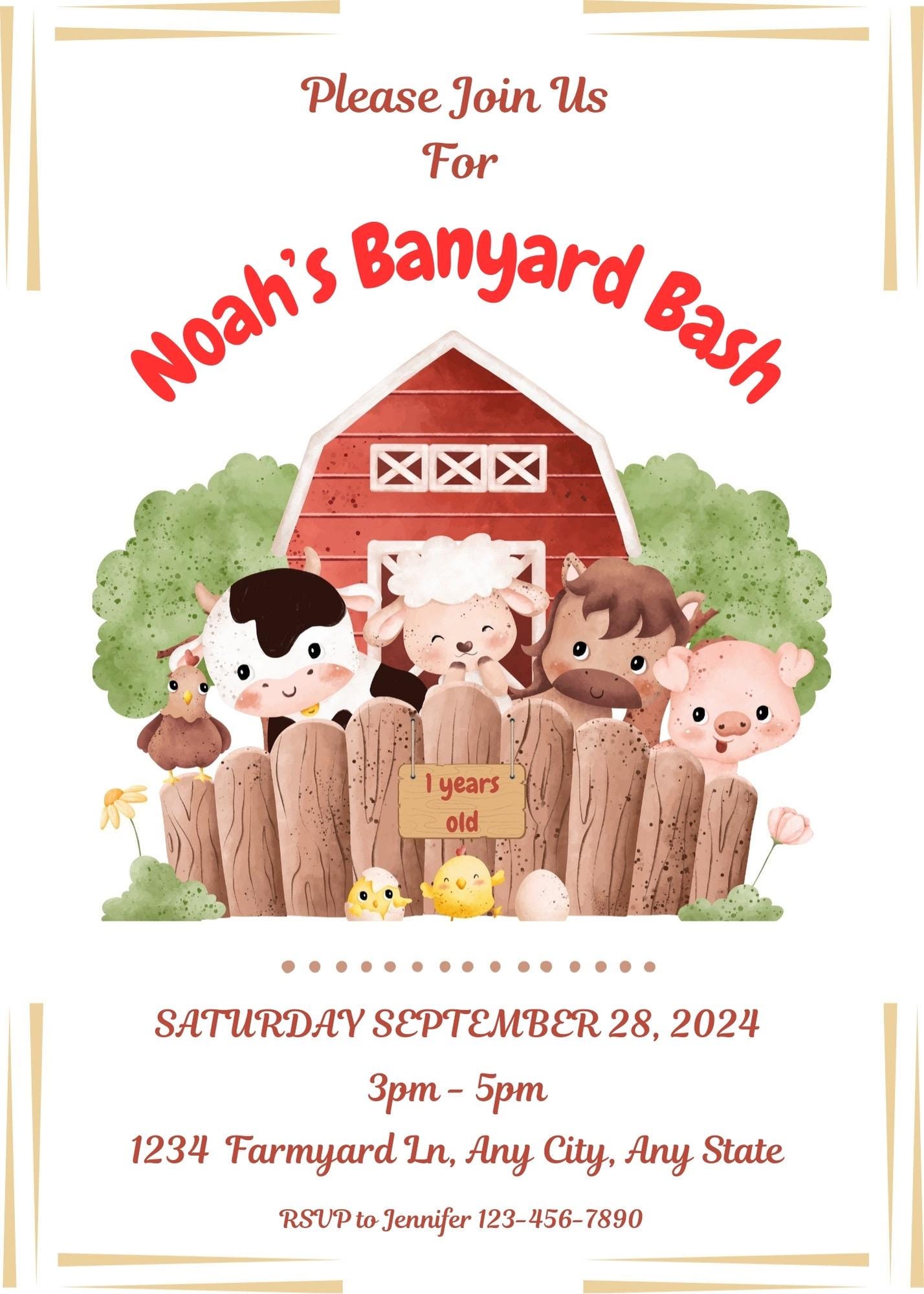 Barnyard Bash Birthday Invitation | Farm Animal Party Invite | Canva ...