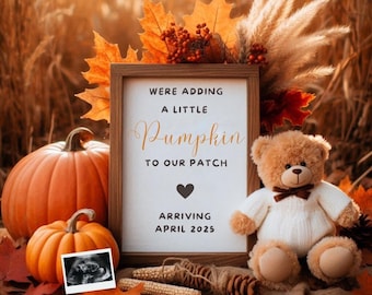 Anuncio digital de embarazo, anuncio de bebé de género neutro, plantilla descargable y editable