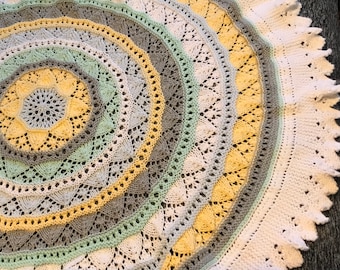 Knitting Pattern MANDALA BLANKET Original Design PDF Download Round Blanket