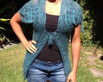 Handknitted Original Silk & Wool Shortsleeved Cardigan Lightweight and Comfortable