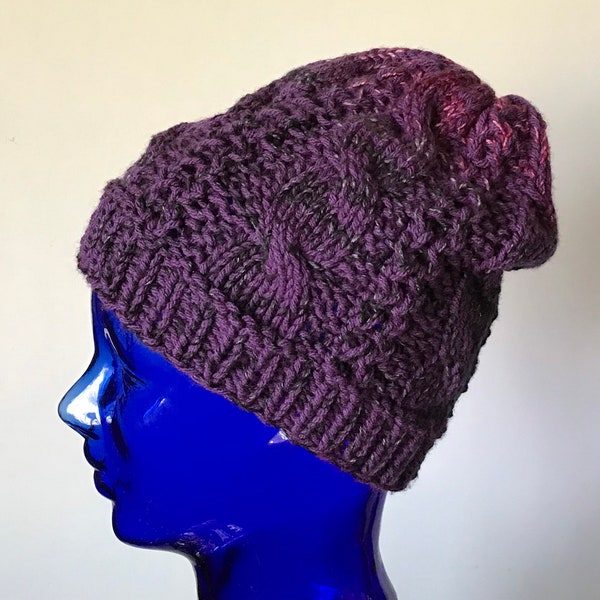 HandKNITTED Soft Beanie with Cabled Designs Gradient Colors Machine Wash N Dry Ladies And Teen Sized