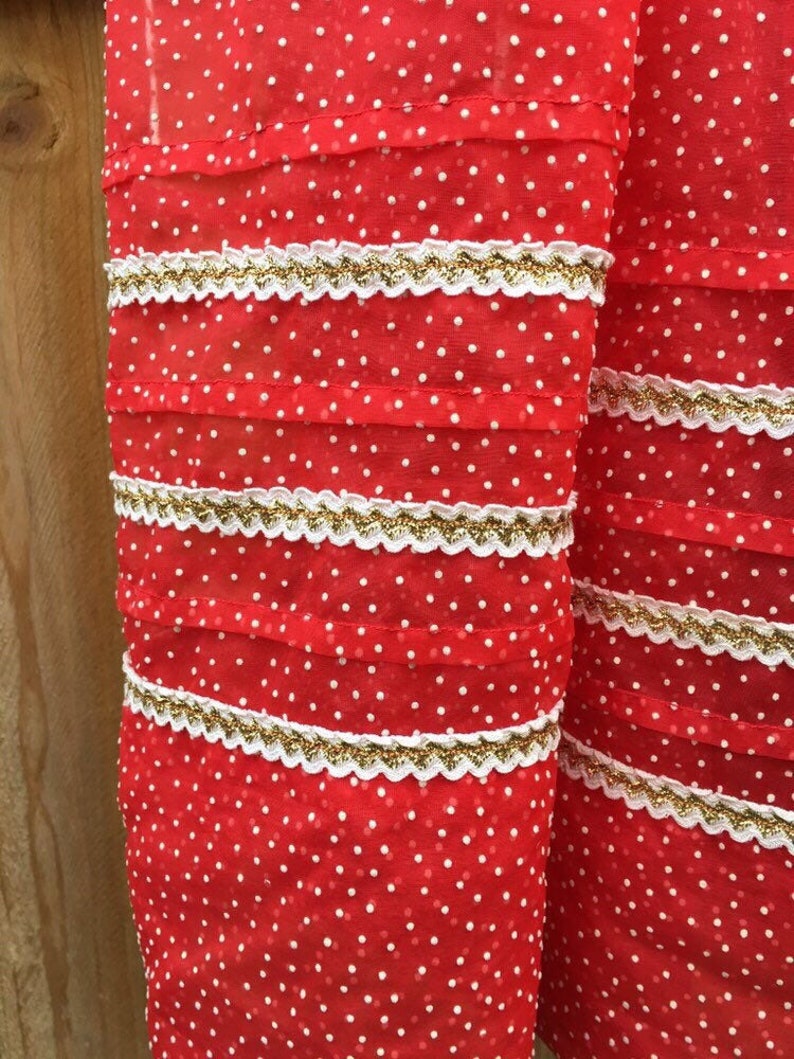 Vintage Handmade Sheer Red Polkadot Petticoat or overskirt Medium Women