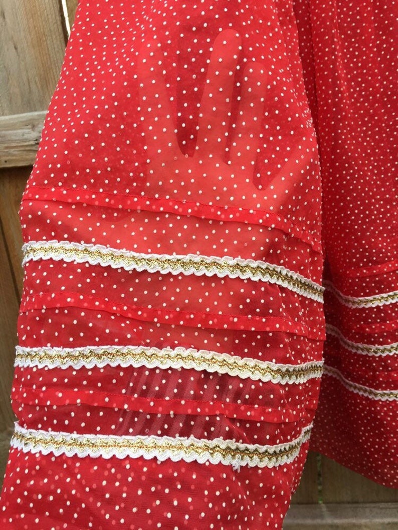 Vintage Handmade Sheer Red Polkadot Petticoat or overskirt Medium Women