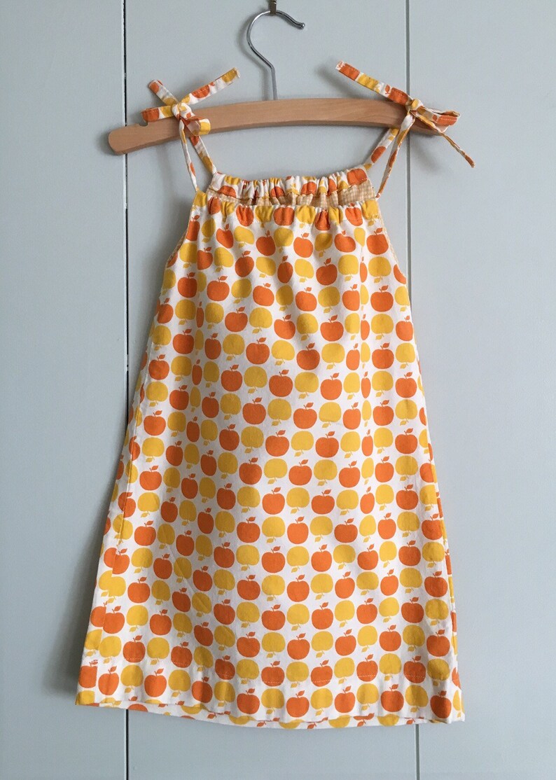 Vintage Handmade Yellow and Orange Apple Sundress 1970s