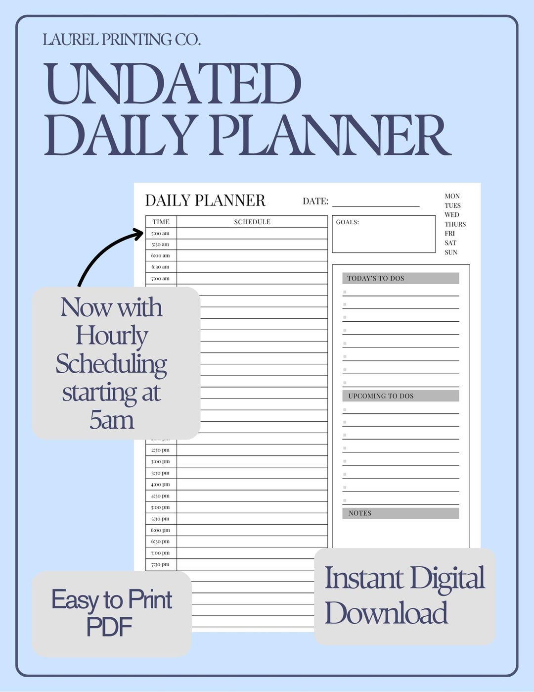 Simple Daily Planner Printable to Organize Your Schedule | Undated | to ...